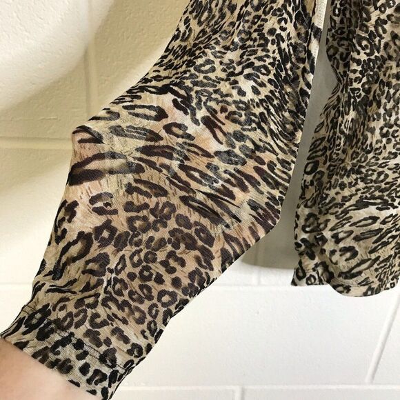 Unbranded Sheer Cheetah Print Long Sleeve Mock Turtleneck Blouse See Sizing - Picture 7 of 15